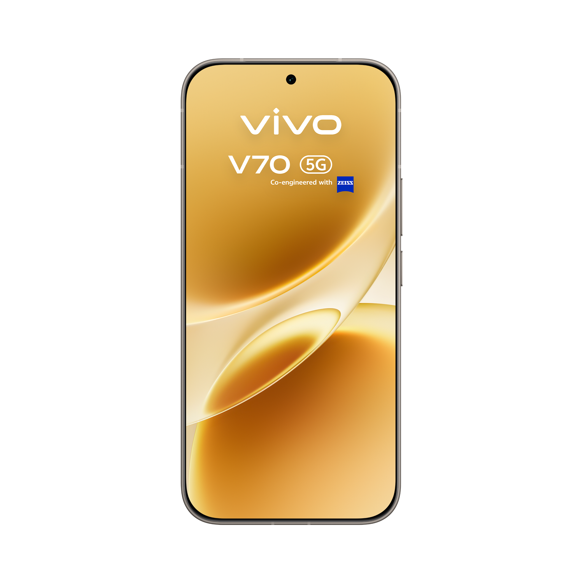 Detalhe da lente teleobjetiva com zoom até 10x do vivo V70 Alpine gray