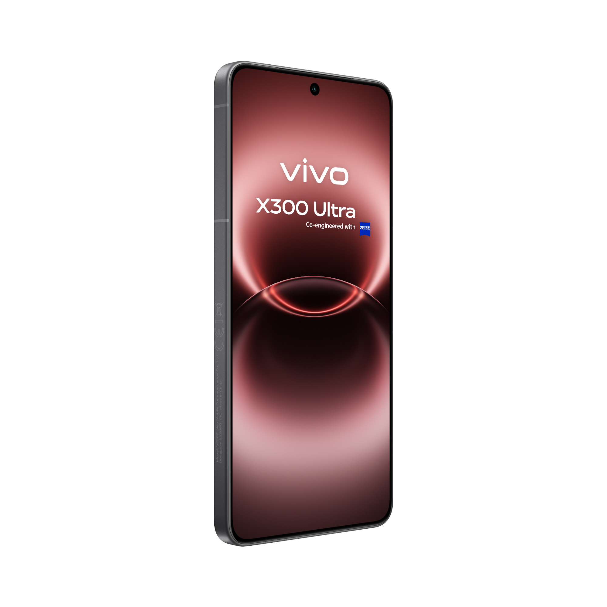 Perspetiva traseira do smartphone vivo X300 Ultra Volcano Black, que incorpora uma enorme bateria semissólida de 6600 mAh.
