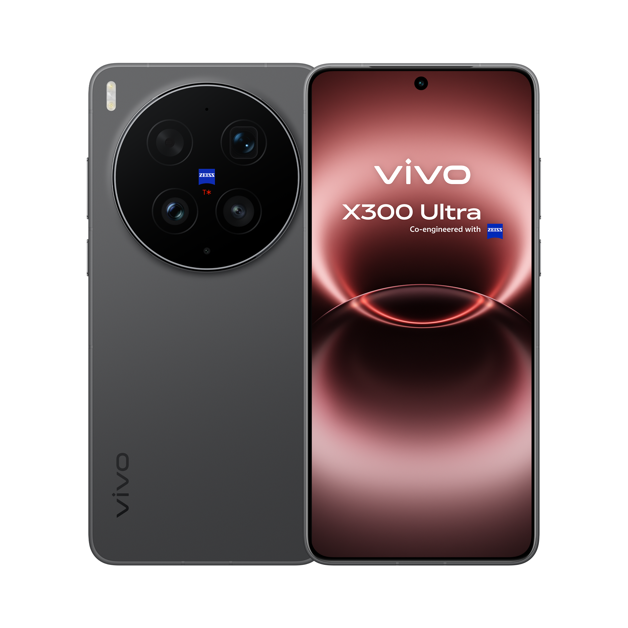 Ecrã frontal do vivo X300 Ultra Volcano Black, smartphone potente equipado com o processador Qualcomm Snapdragon 8 Elite Gen 5.