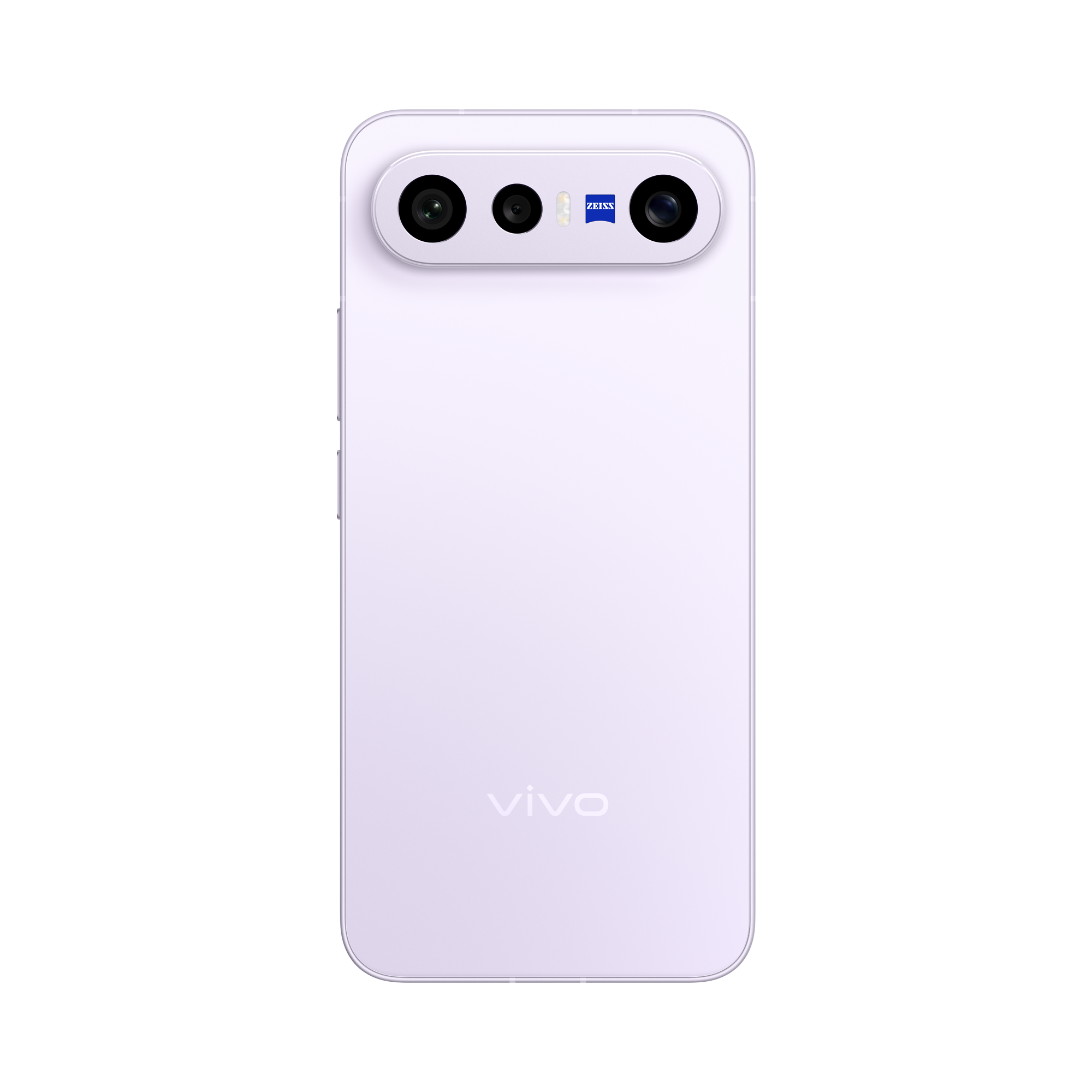 Vista em ângulo de 45 graus da traseira do vivo X300FE Mist Purple.